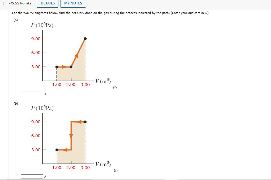 3 . For the two PV diagrams below, find the net