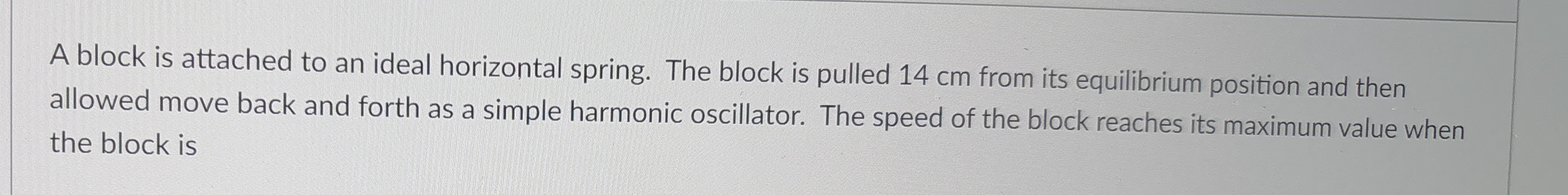 A block is attached to an ideal horizontal