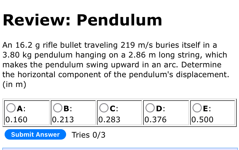 Review: Pendulum An 1 6 . 2 g rifle bullet