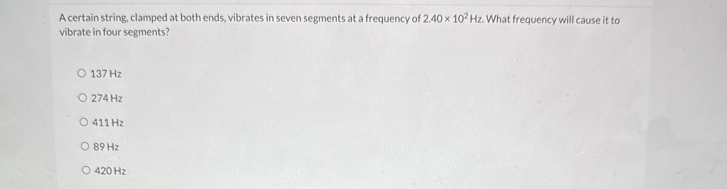 A certain string, clamped at both ends, vibrates