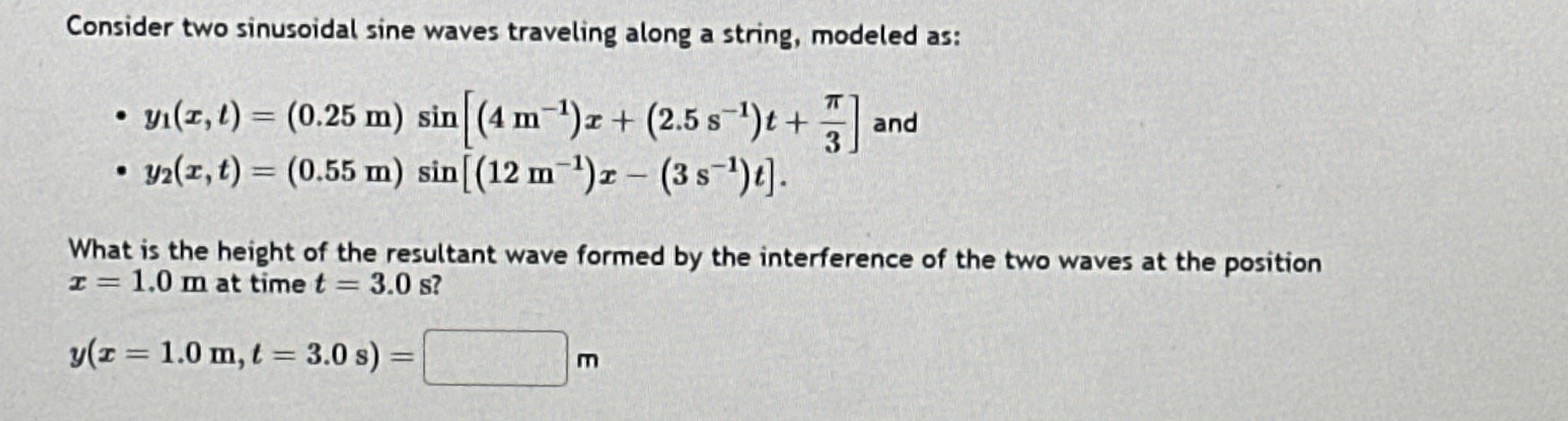 Consider two sinusoidal sine waves traveling