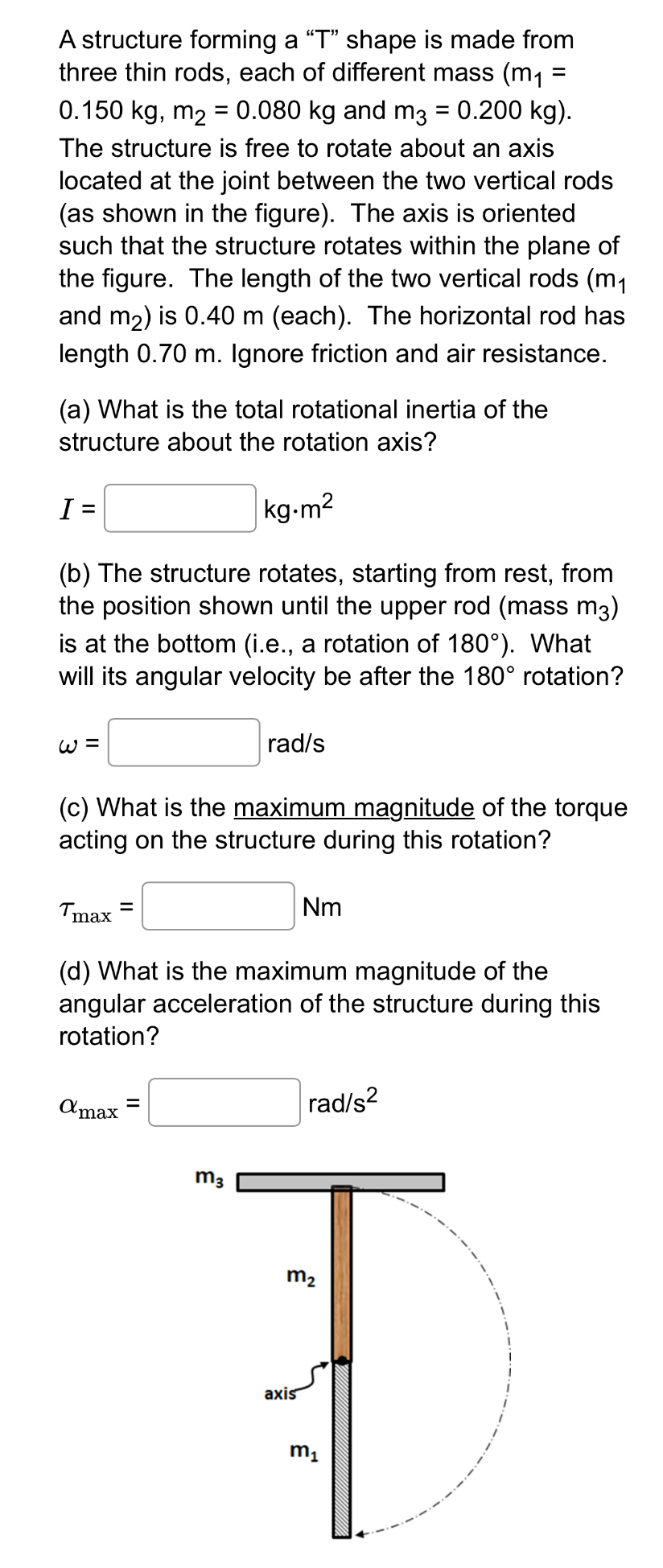 A structure forming a " T " shape is made from