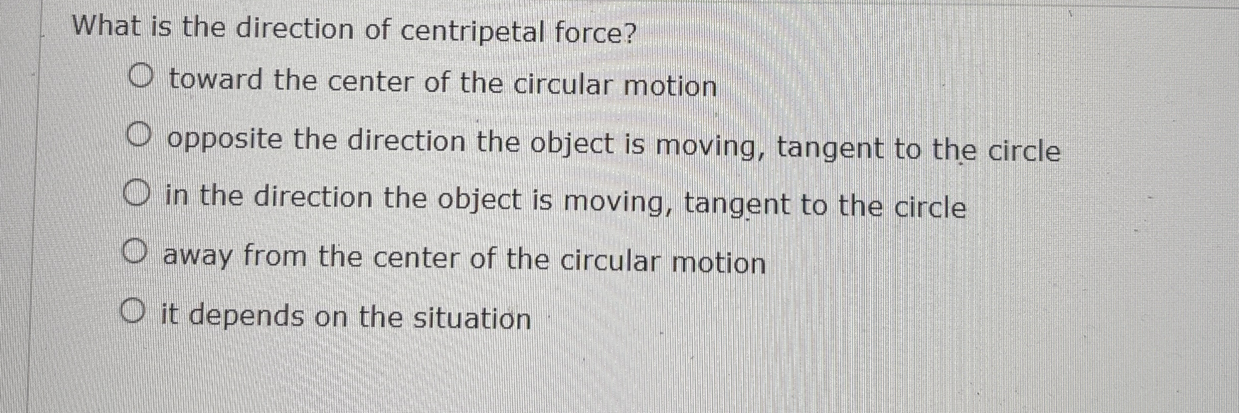 What is the direction of centripetal force?