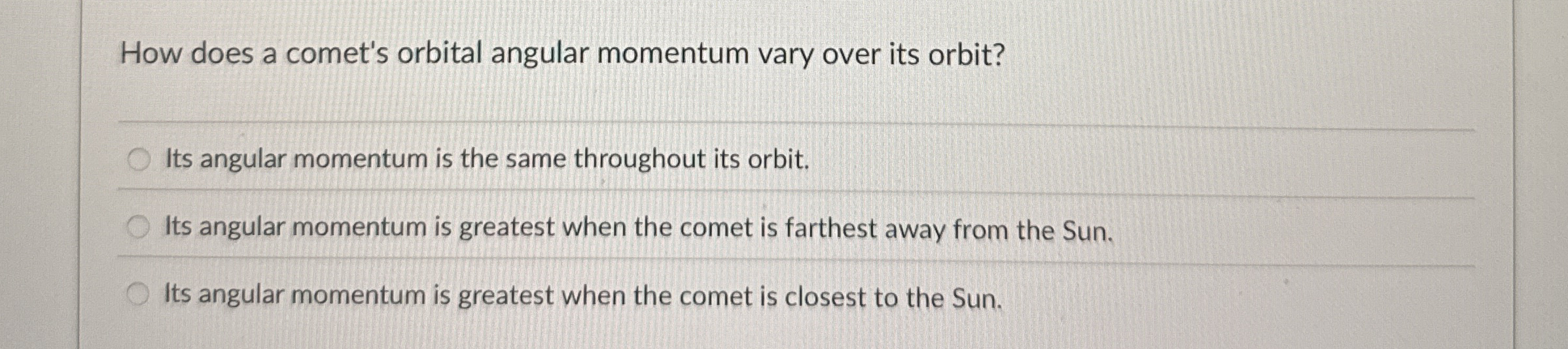 How does a comet's orbital angular momentum vary