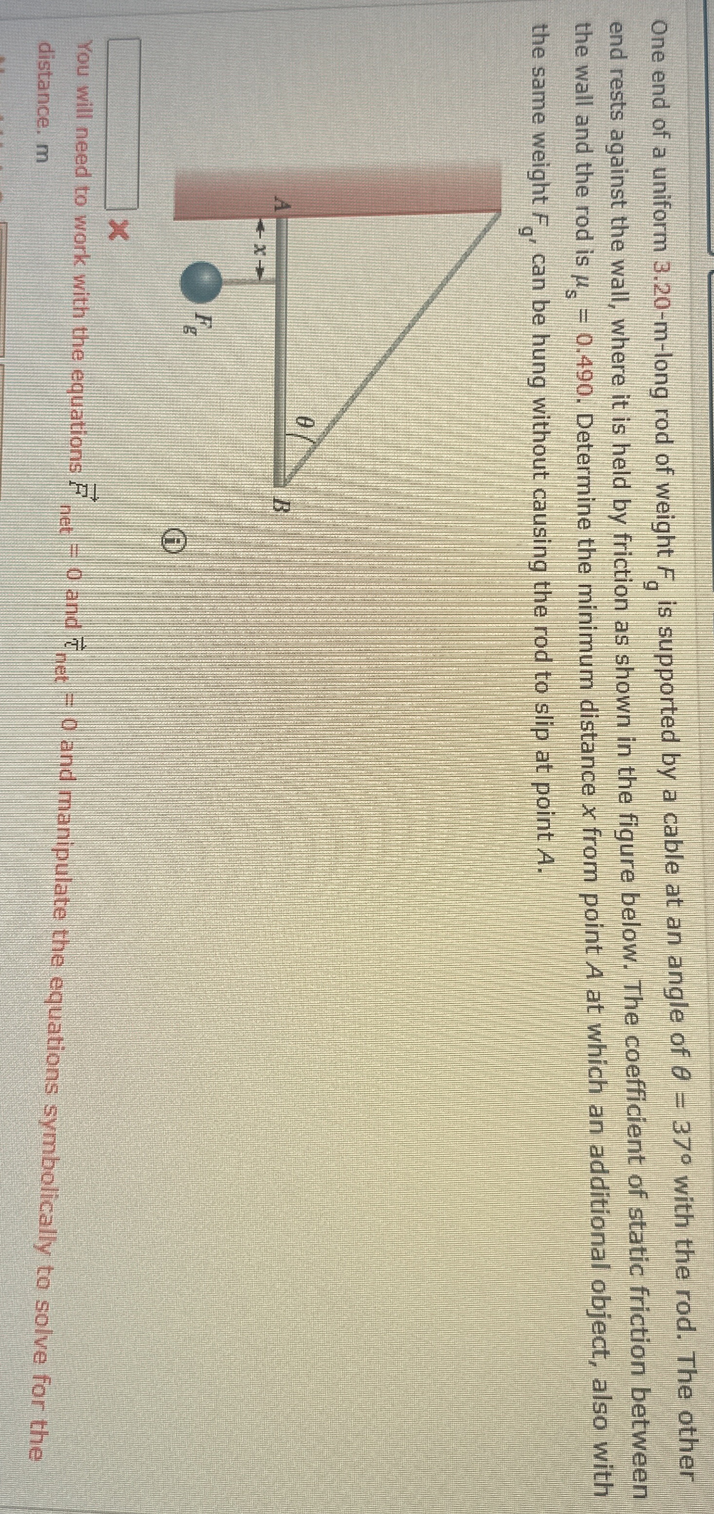 One end of a uniform 3 . 2 0 - m - long rod of