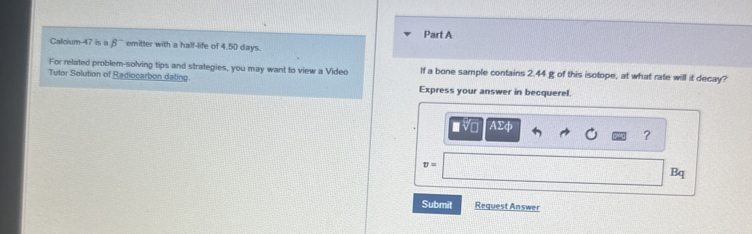 Calcium - 4 7 is a - emitter with a half - life