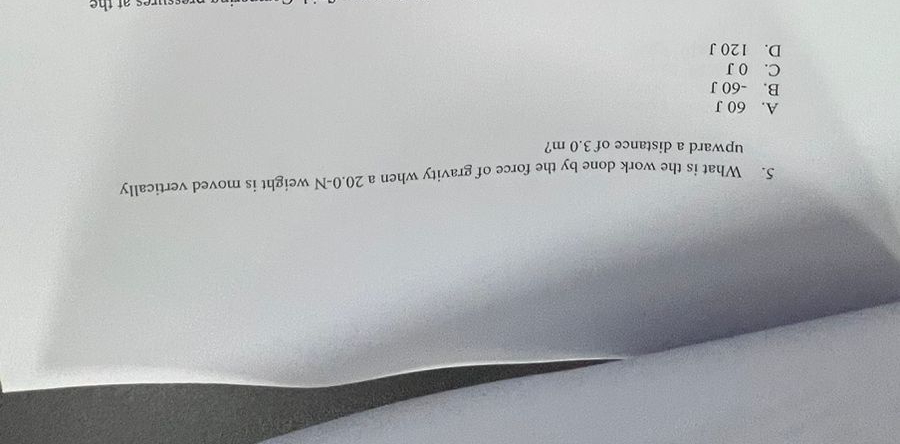 What is the work done by the force of gravity