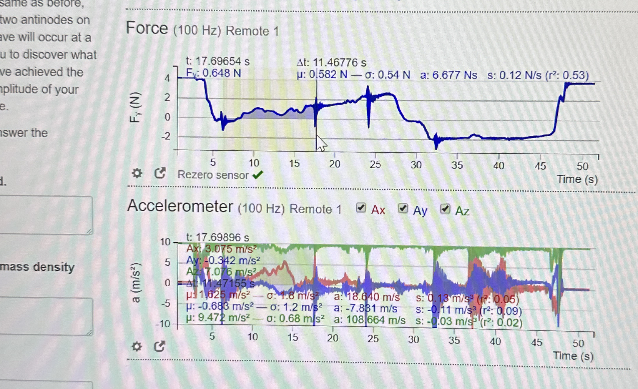 questions below: Record the average tension with