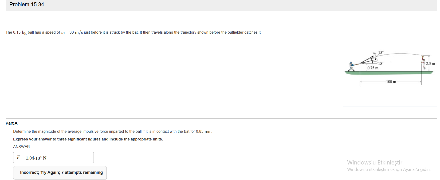 The \ ( 0 . 1 5 - \ mathrm { kg } \ ) ball has a