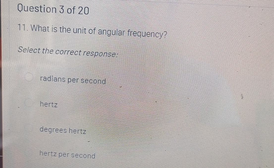 Question 3 of 2 0 1 1 . What is the unit of
