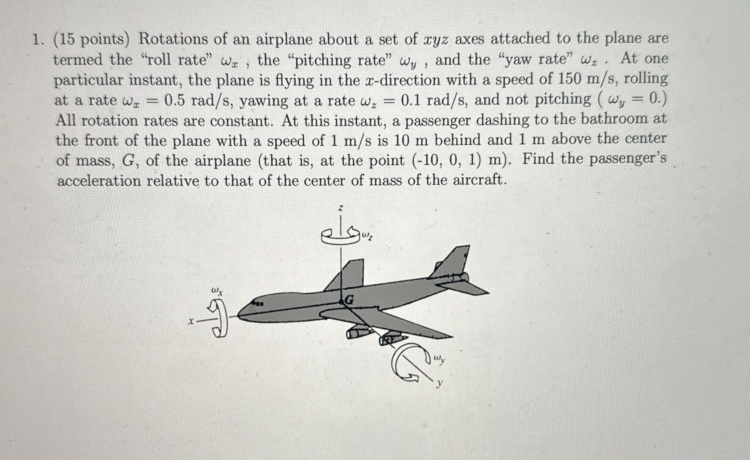( 1 5 points ) Rotations of an airplane about a