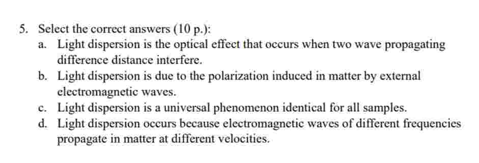 5 . Select the correct answers ( 1 0 p . ) : a .