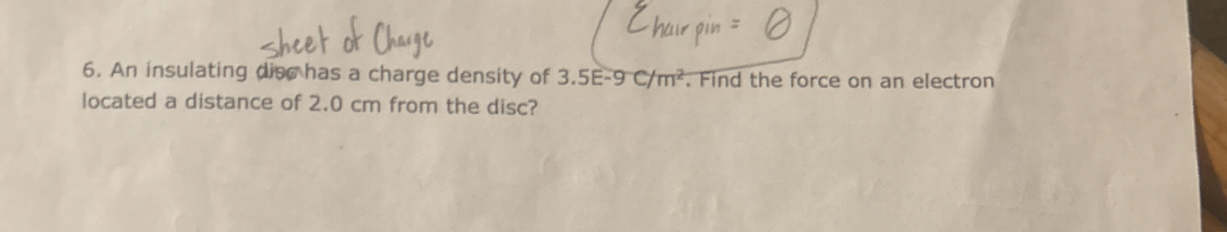 Solve for an insulating sheet of charge, not