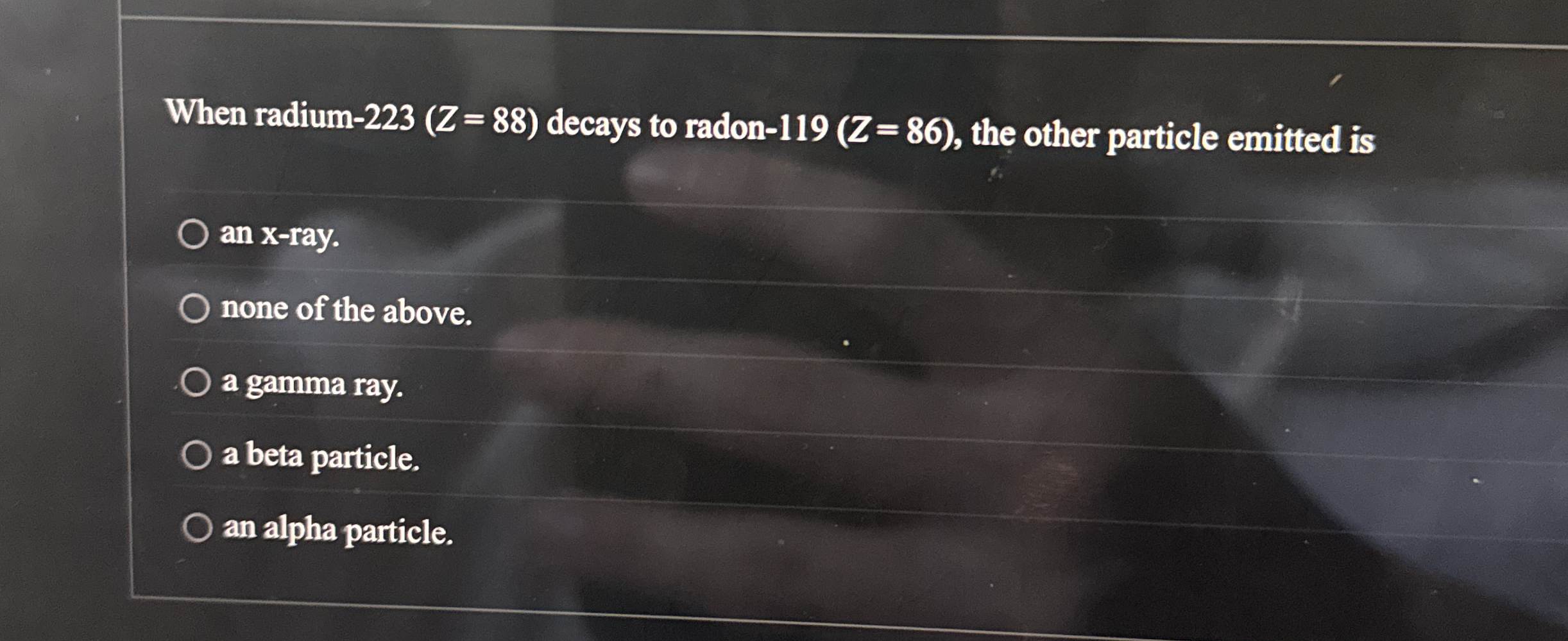 When radium - 2 2 3 ) = ( 8 8 decays to radon - 1