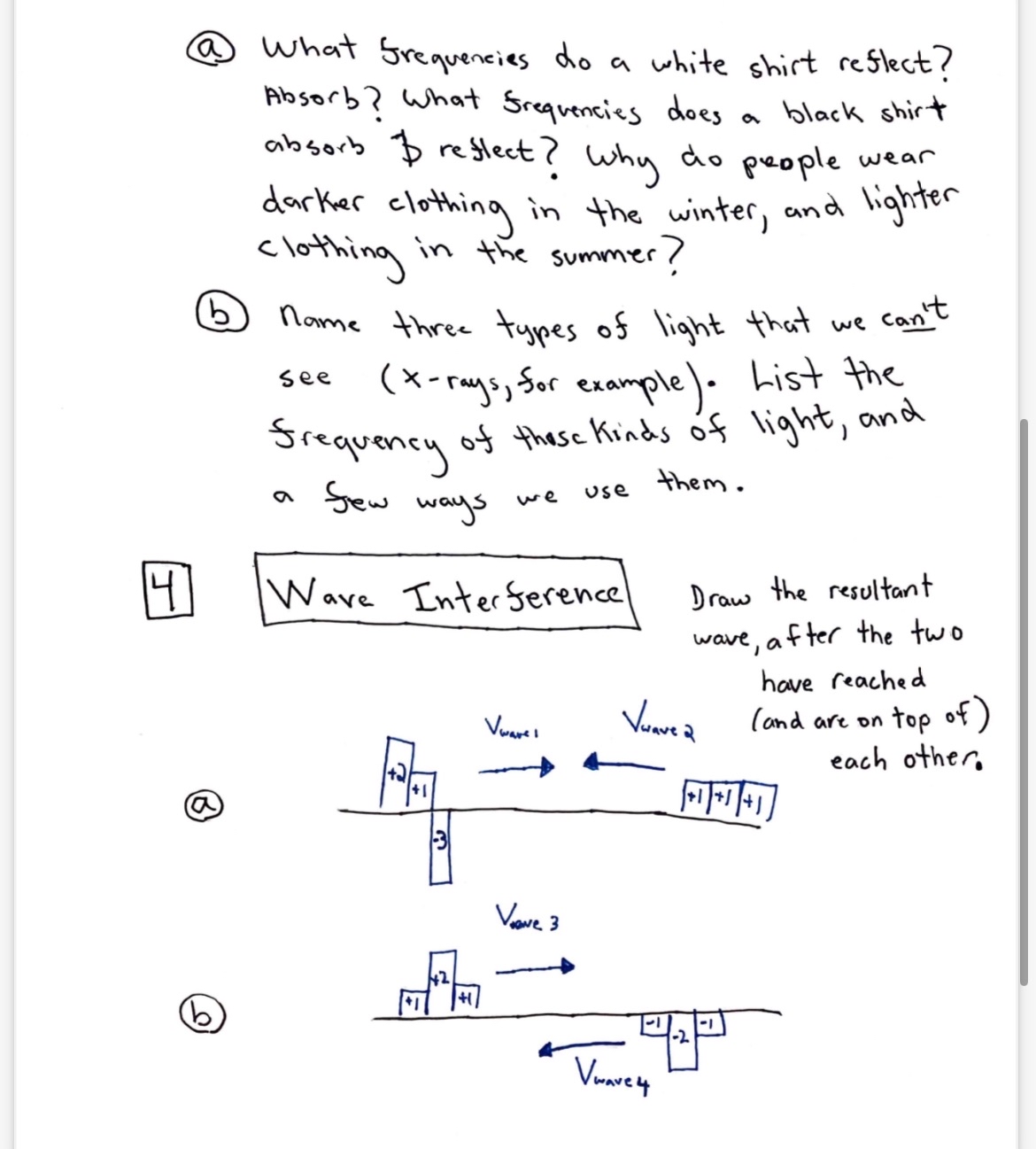 ( a ) What frequencies do a white shirt reflect?