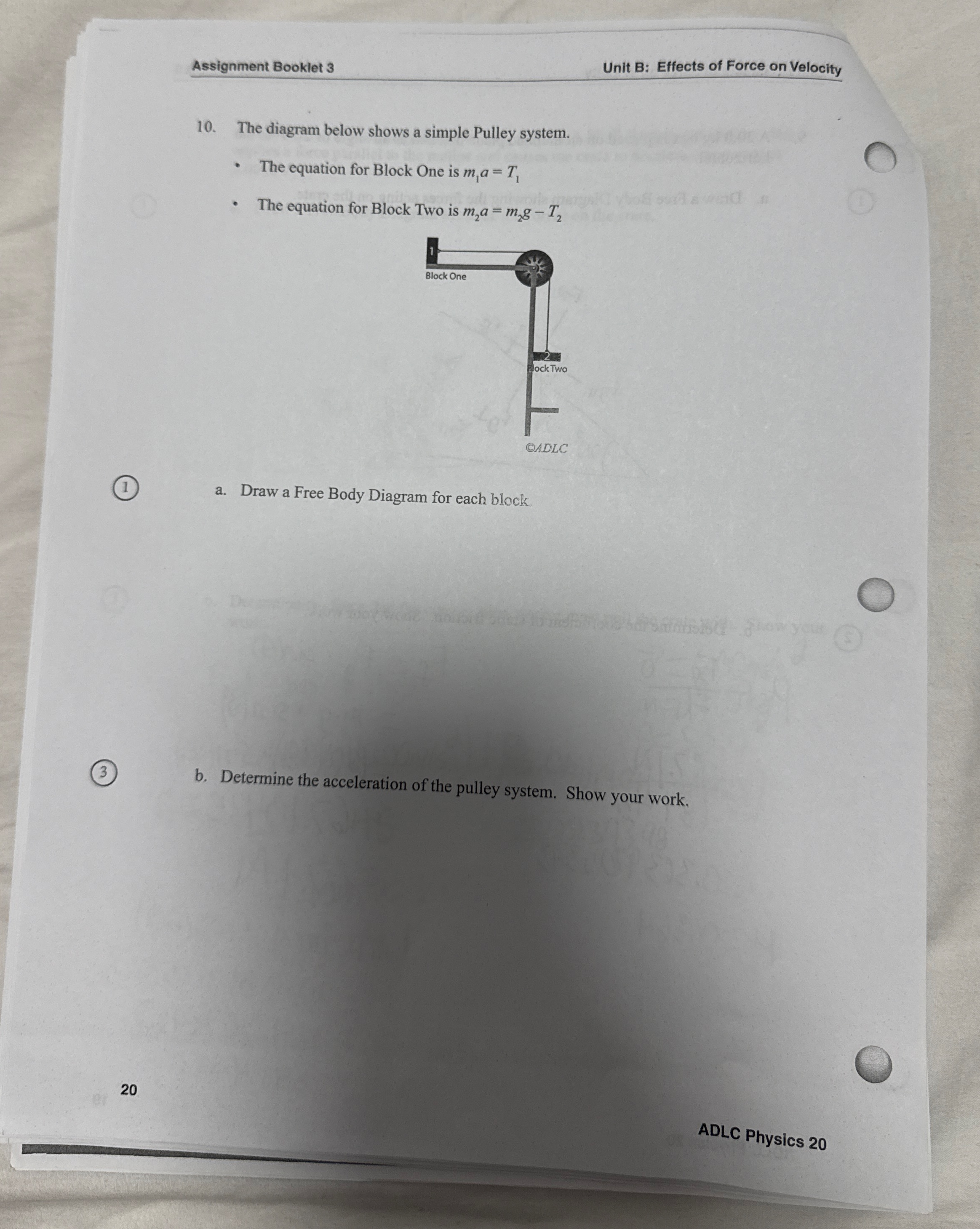 Assignment Booklet 3 Unit B: Effects of Force on