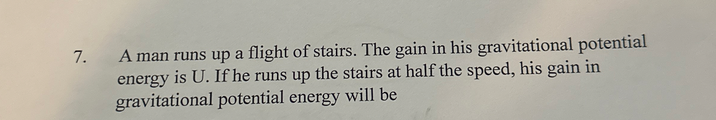 A man runs up a flight of stairs. The gain in his
