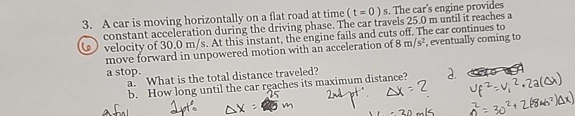 A car is moving horizontally on a flat road at