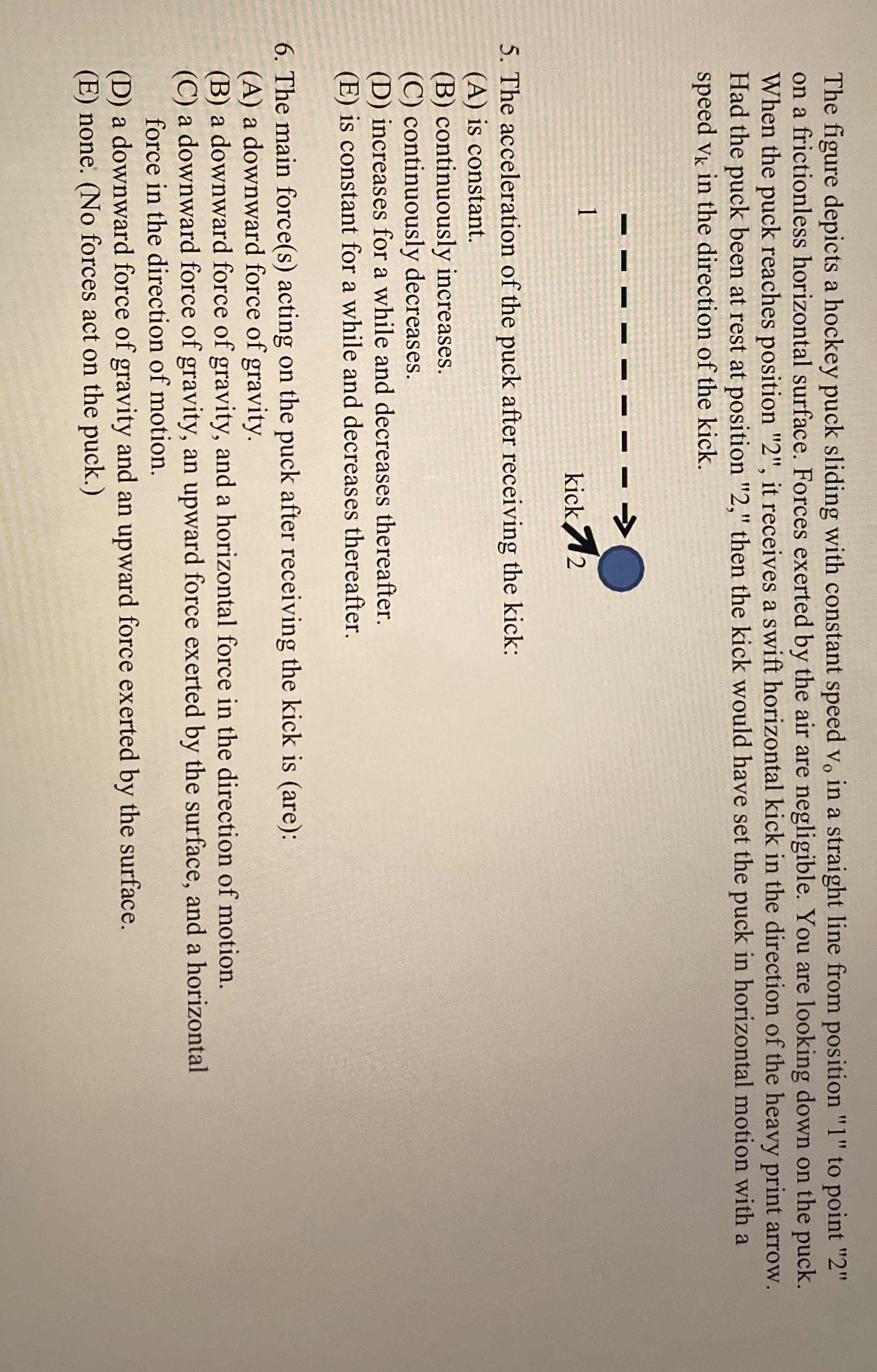 The figure depicts a hockey puck sliding with