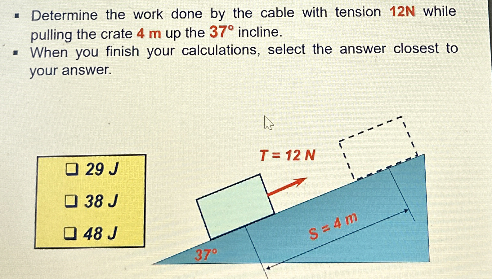 Determine the work done by the cable with tension