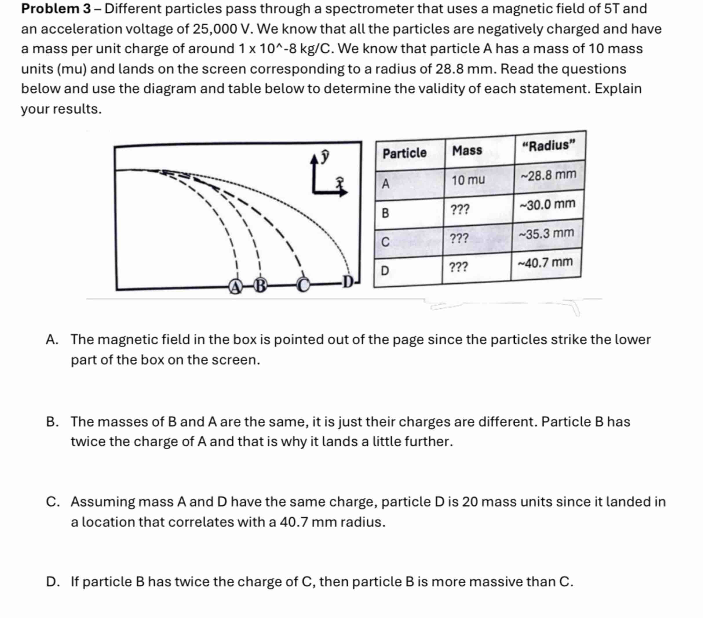 Problem 3 - Different particles pass through a