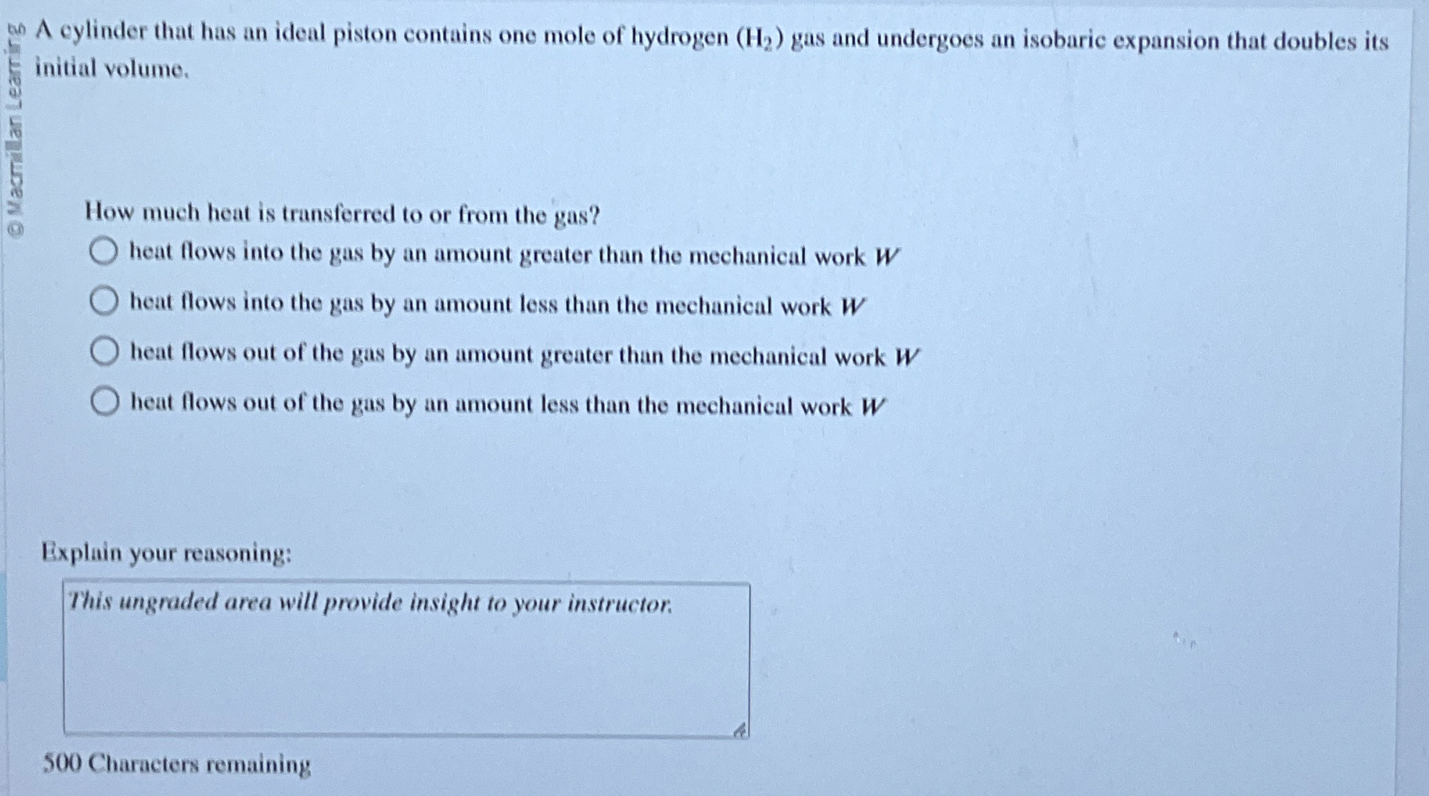 weylinder that has an ideal piston contains one