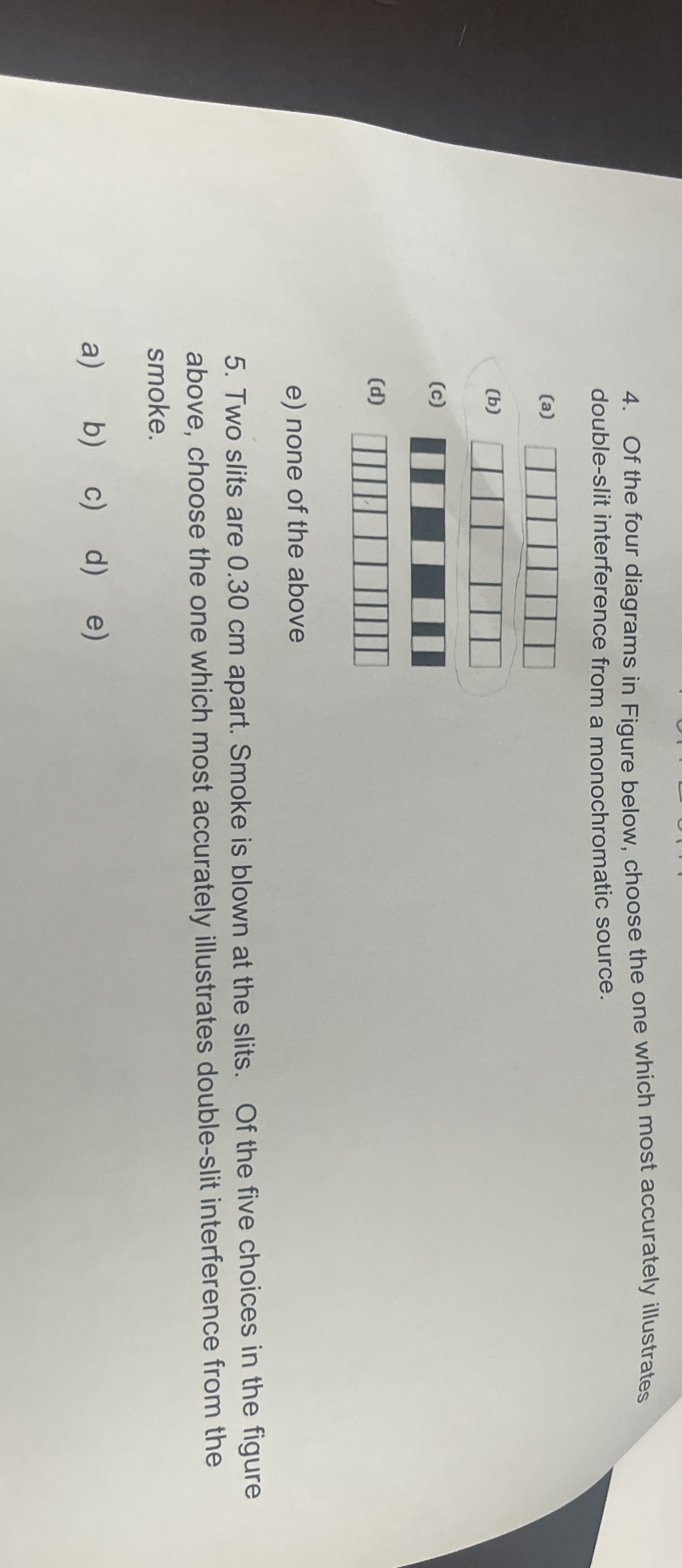 Of the four diagrams in Figure below, choose the
