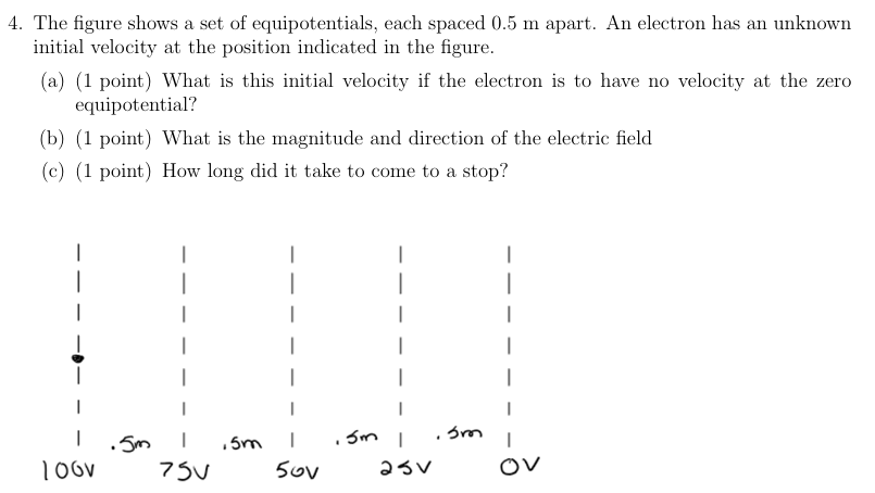 4 . The figure shows a set of equipotentials,