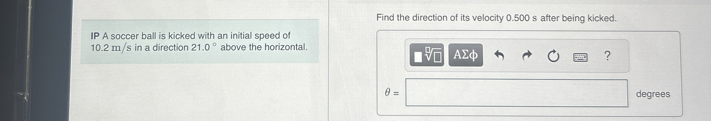 IP A soccer ball is kicked with an initial speed