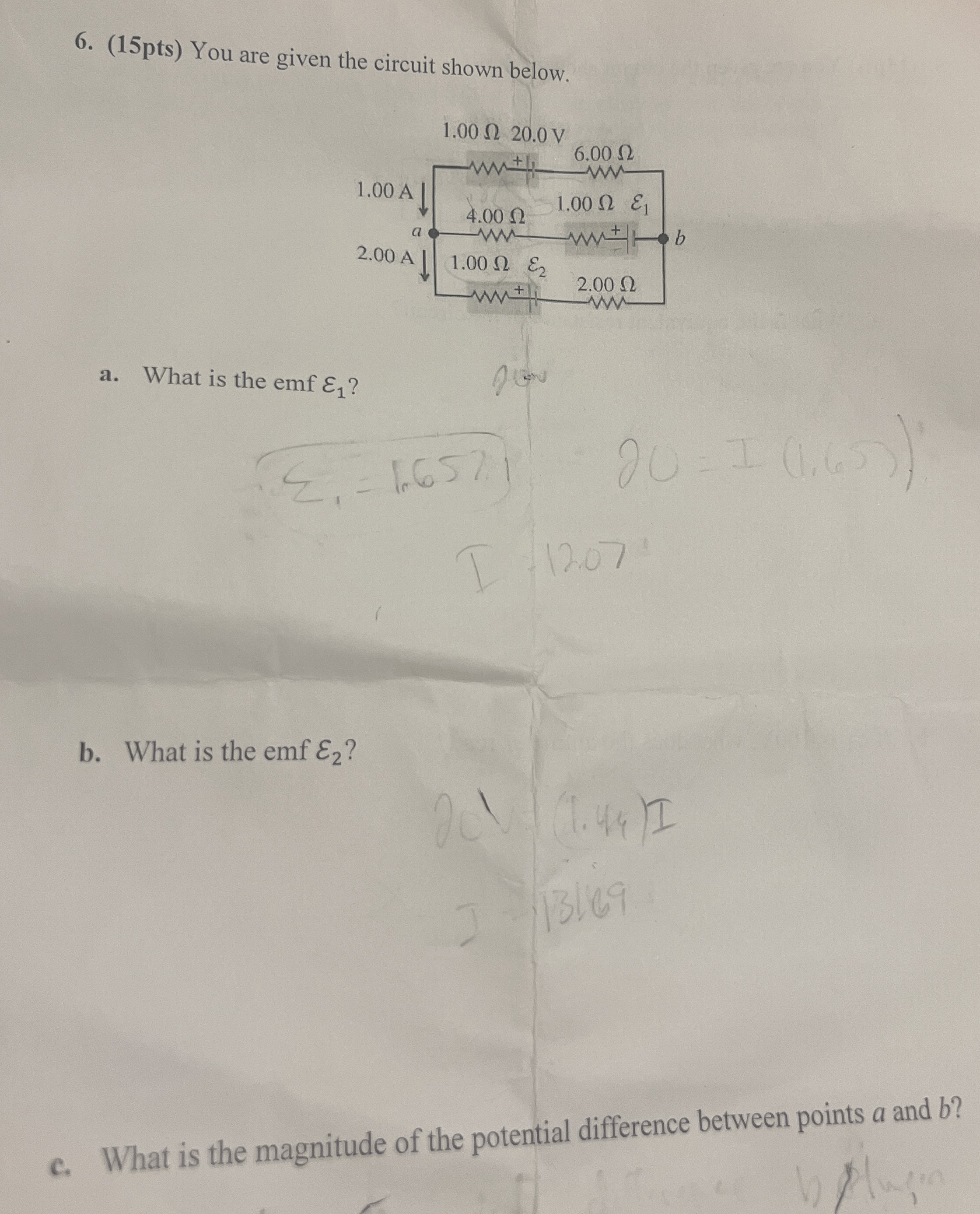 ( 1 5 pts ) You are given the circuit shown