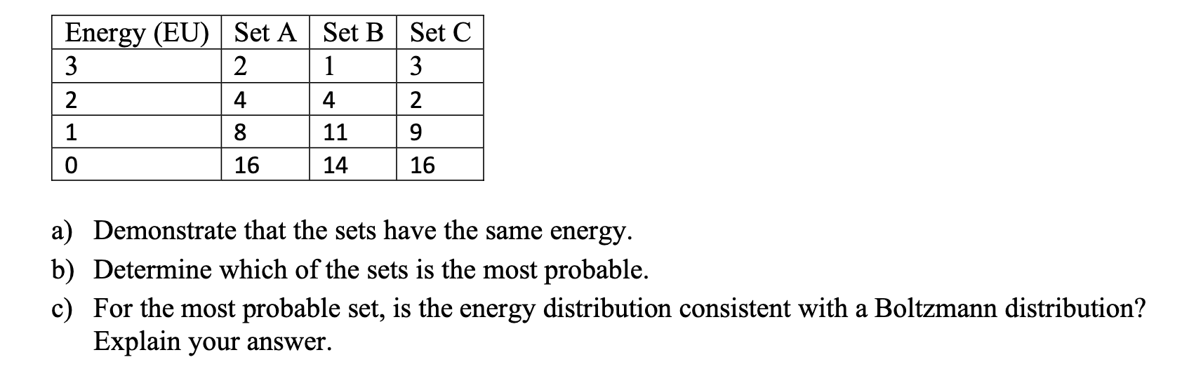 a ) Demonstrate that the sets have the same
