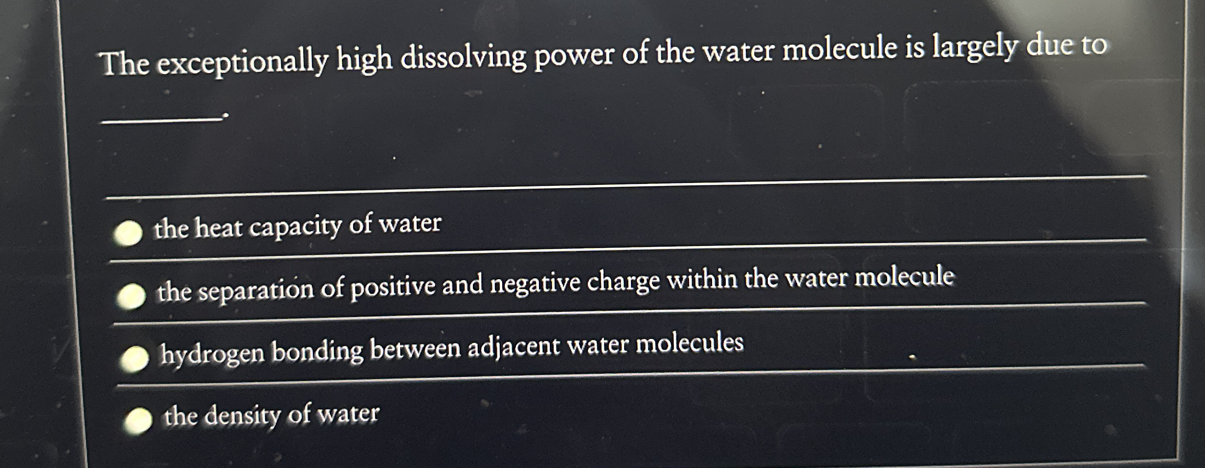 The exceptionally high dissolving power of the