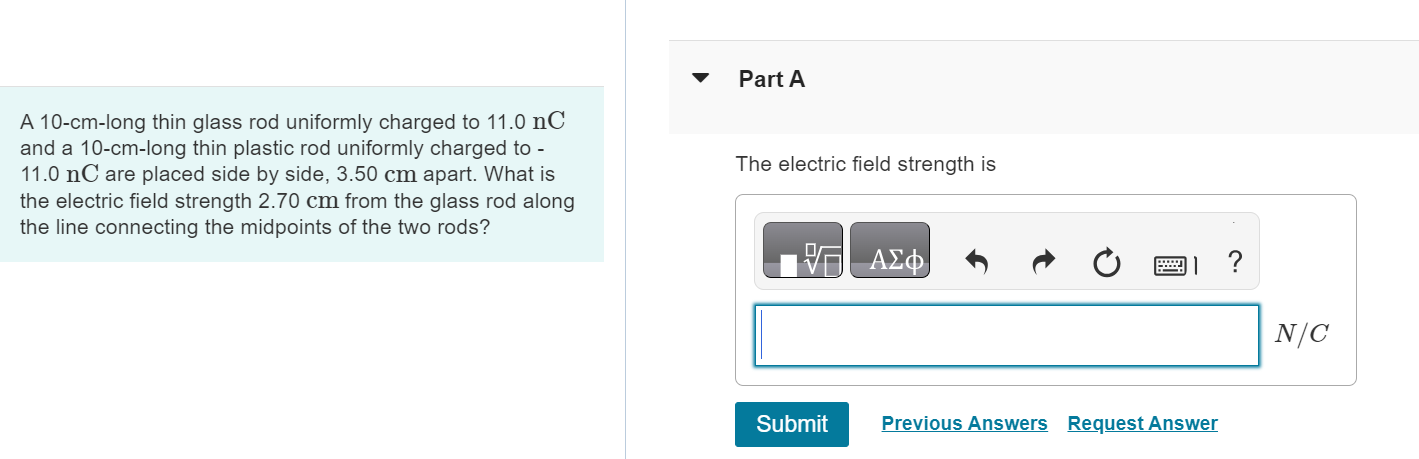 Part A A 1 0 - cm - long thin glass rod uniformly