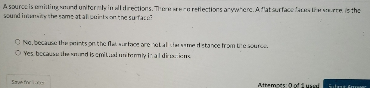A source is emitting sound uniformly in all