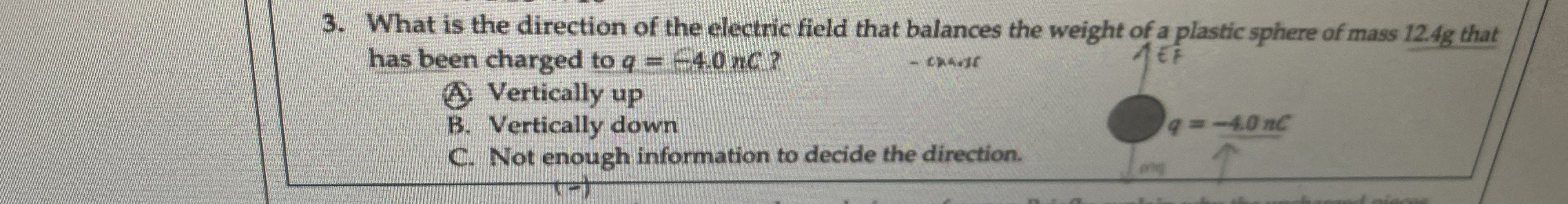 What is the direction of the electric field that