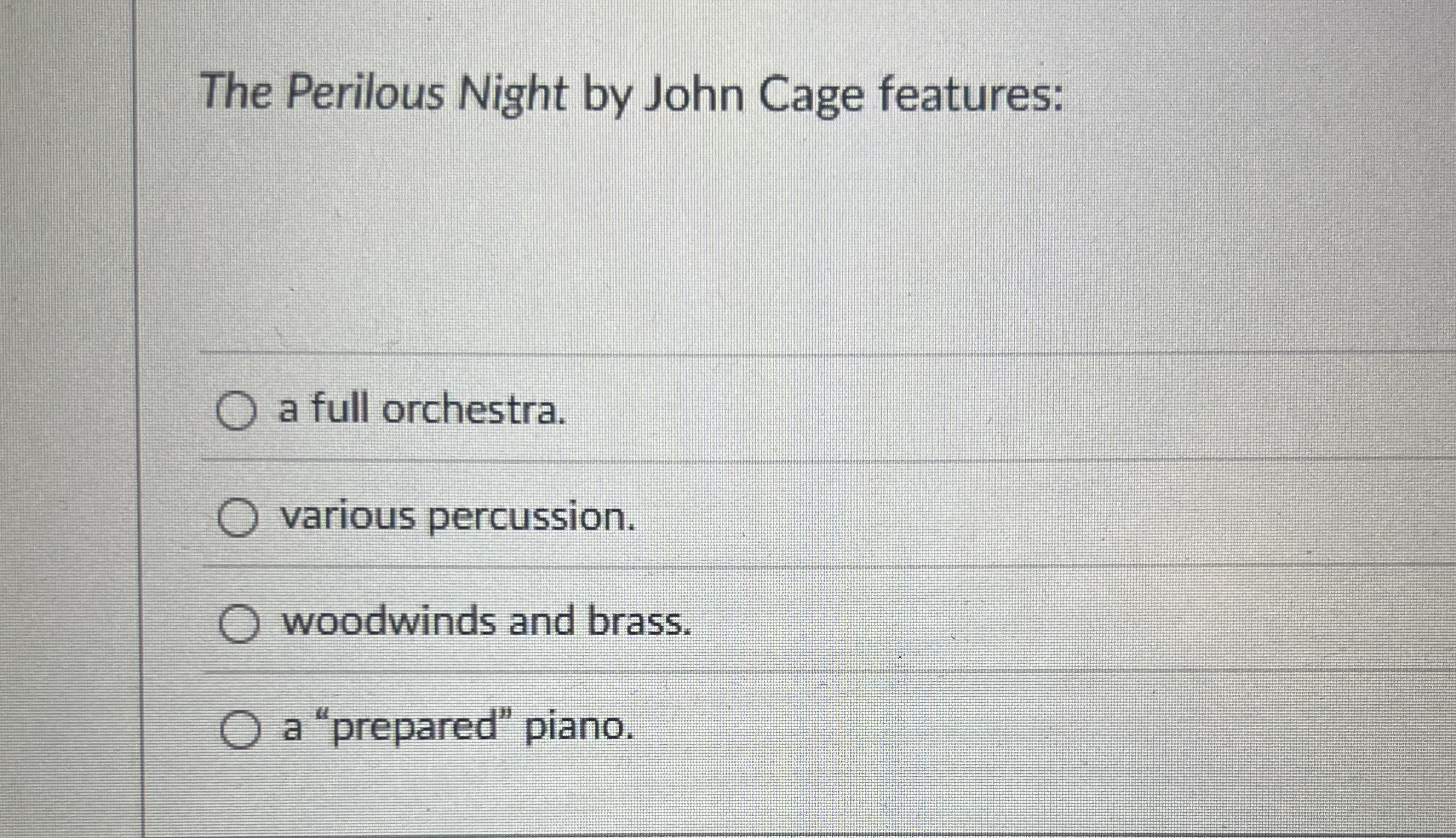 The Perilous Night by John Cage features: a full