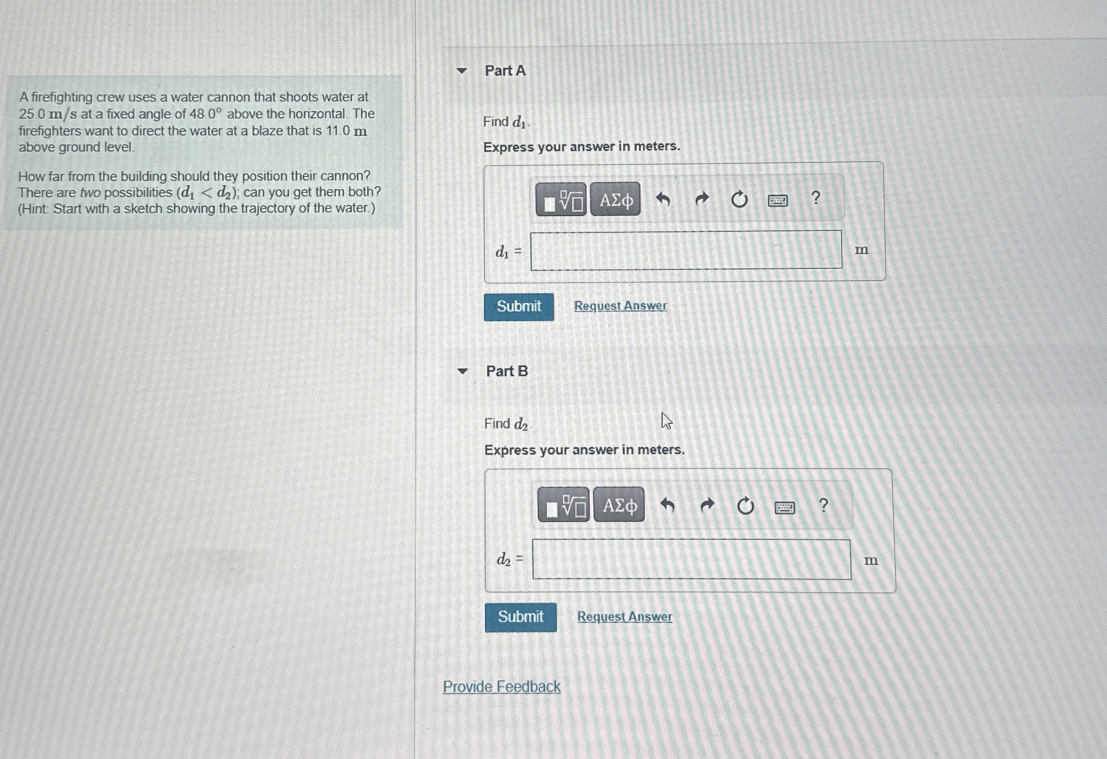 A firefighting crew uses a water cannon that