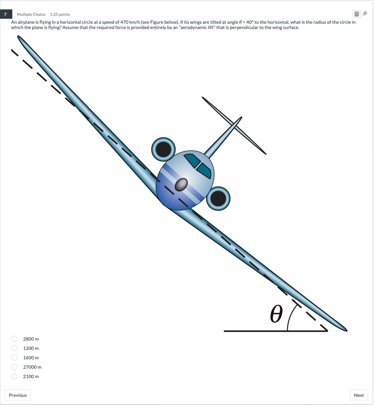 An airplane is flying in a horizontal circle at a