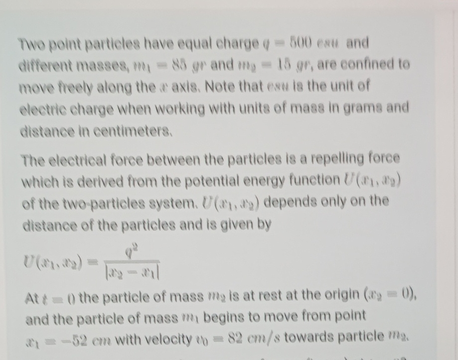 Tro point particles have equal charge y = 5 0 0