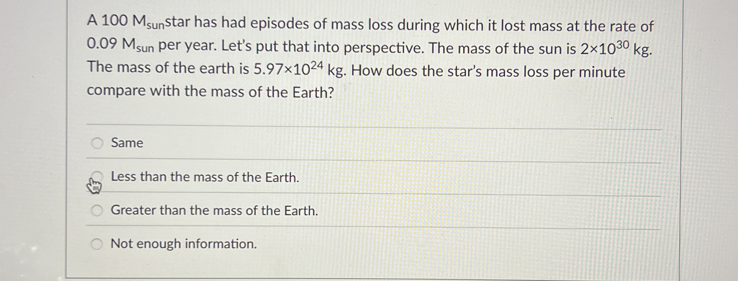 A 1 0 0 M s u n star has had episodes of mass