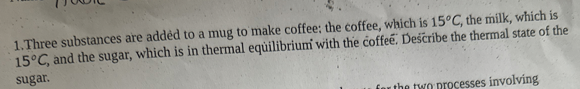Three substances are added to a mug to make
