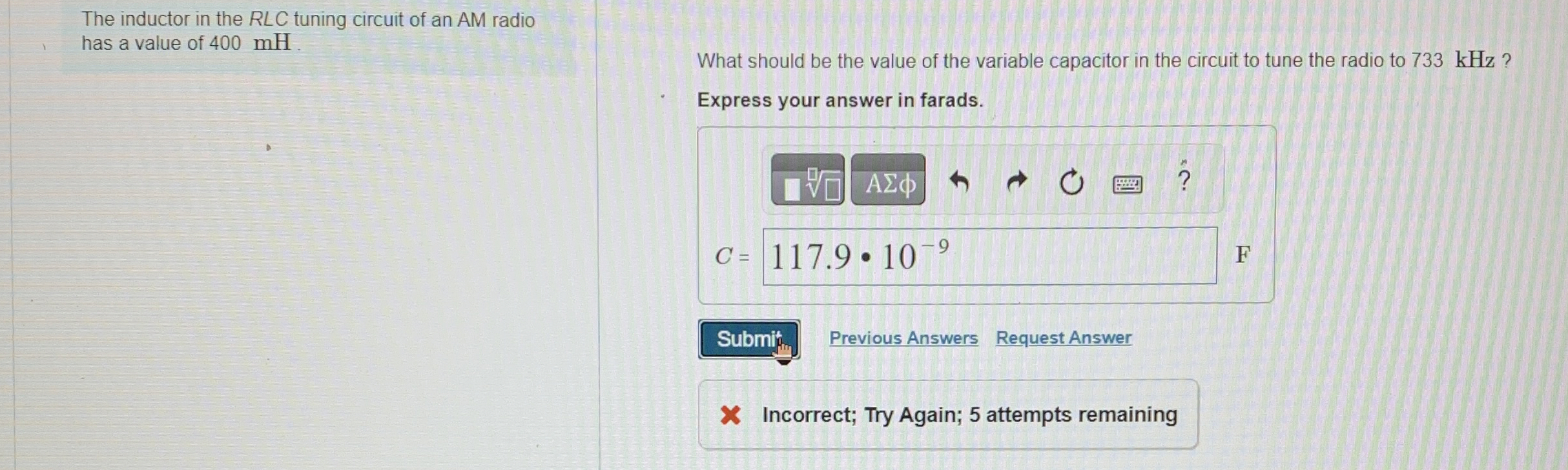 The inductor in the R L C tuning circuit of an AM