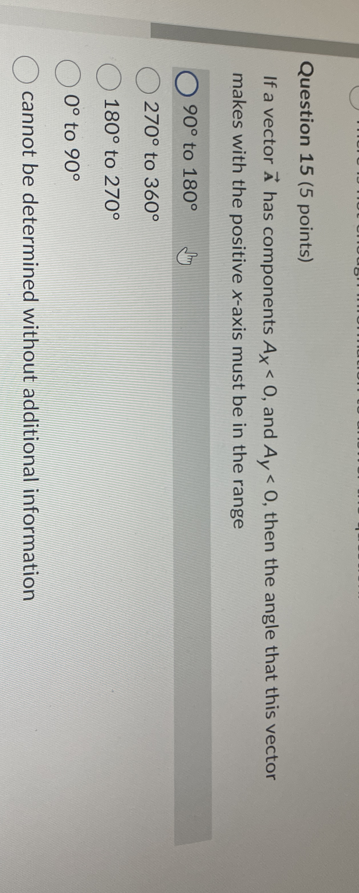 Question 1 5 ( 5 points ) If a vector vec ( A )