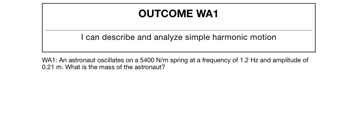 OUTCOME WA 1 I can describe and analyze simple