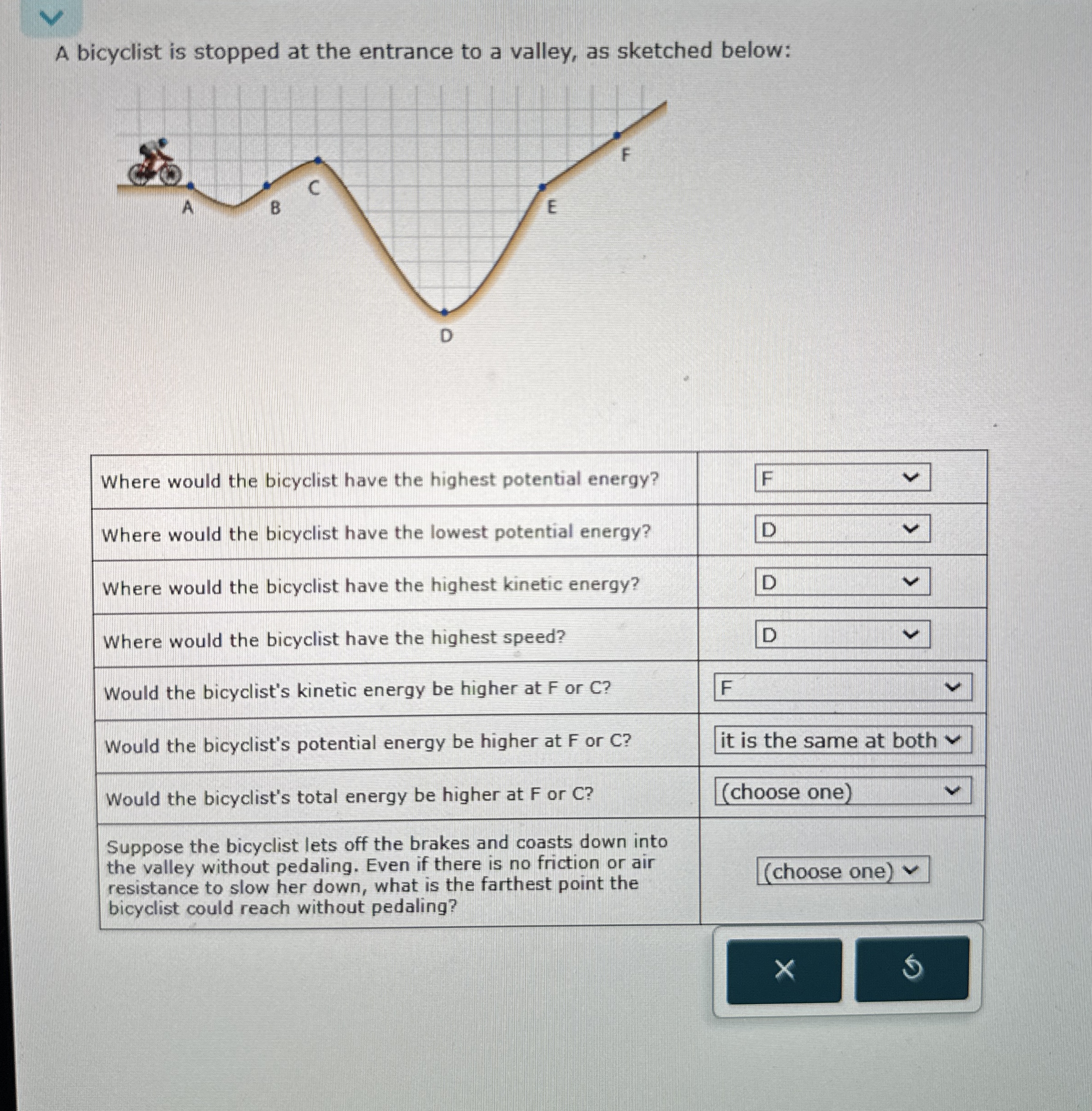 A bicyclist is stopped at the entrance to a