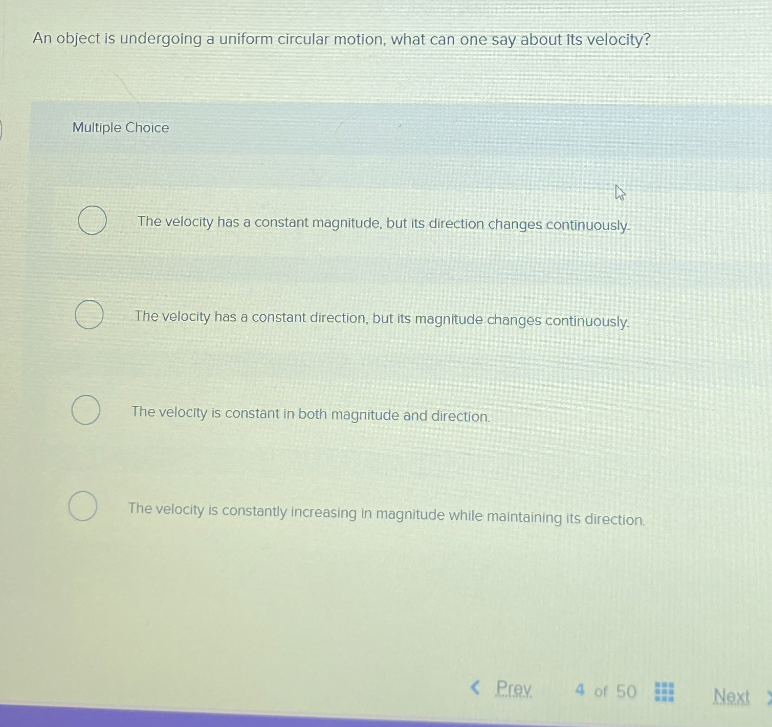 An object is undergoing a uniform circular