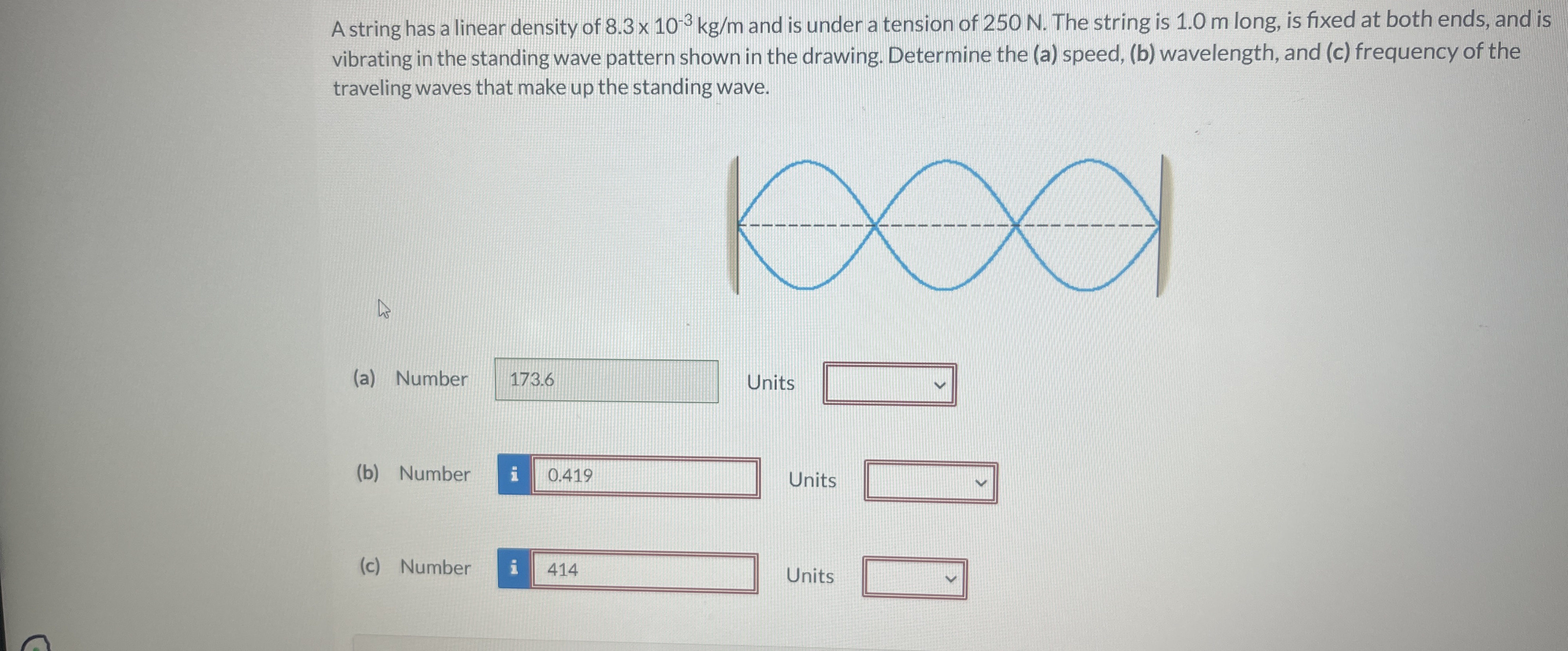 A string has a linear density of 8 . 3 1 0 - 3 k