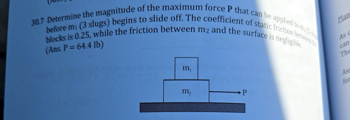Determine the magnitude of the maximum force P