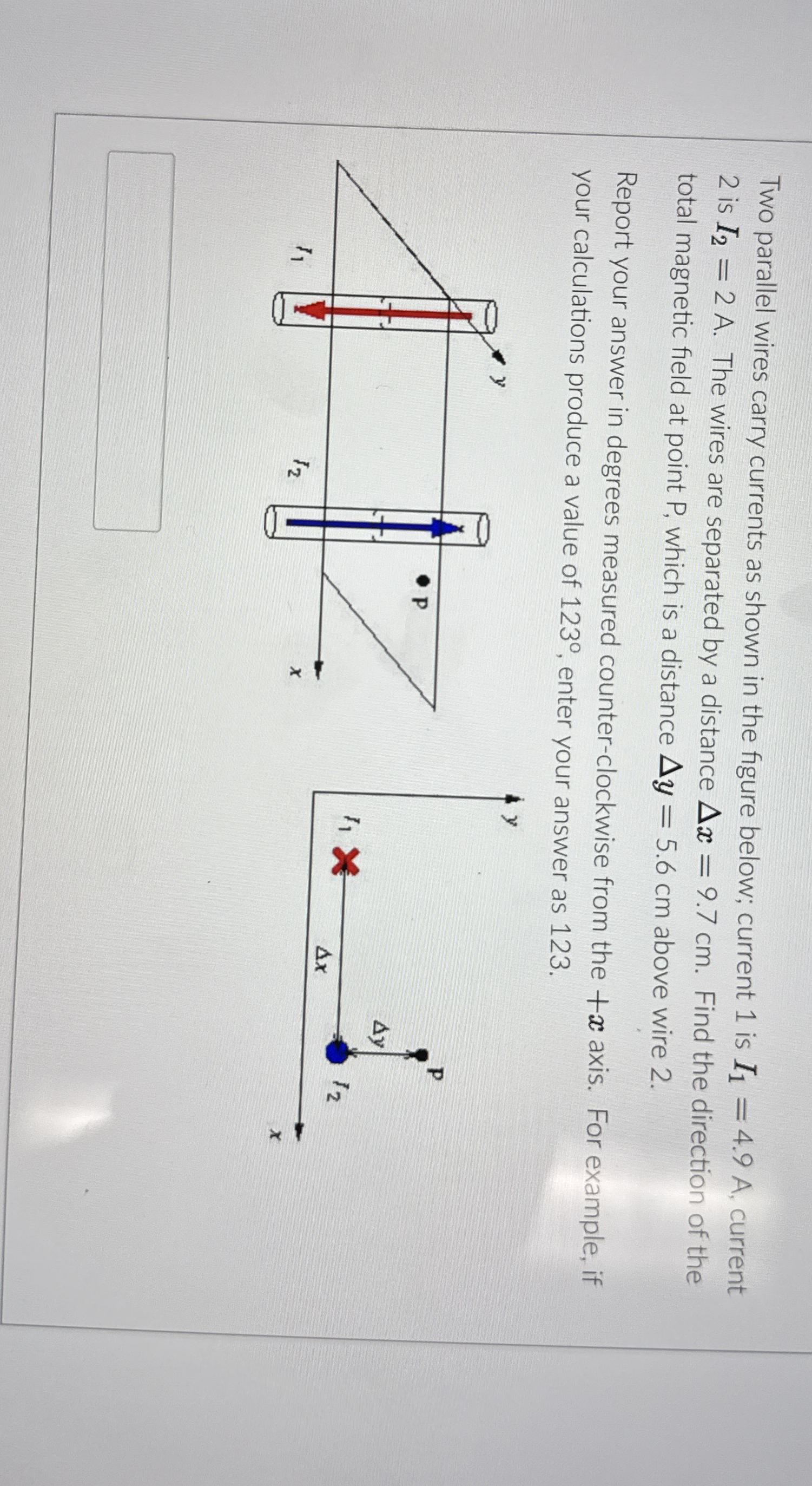 Two parallel wires carry currents as shown in the