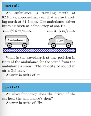 part 1 of 2 An ambulance is traveling north at \